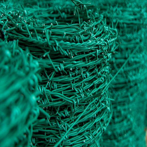 Green Pvc coated barbed wire,Pvc coated farming barbed wire, 